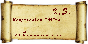 Krajcsovics Sára névjegykártya