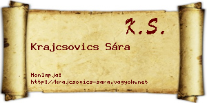 Krajcsovics Sára névjegykártya
